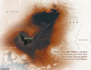 Hồ nước "ma" Mega Chad rộng hơn cả biển Caspi được đồ họa dựa theo ảnh vệ tinh
