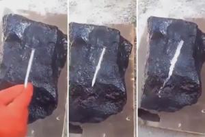 The "magic" stone melts metal.