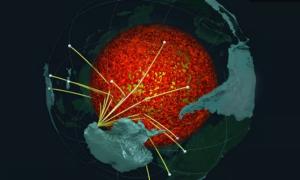 Researchers collect seismic wave data in Antarctica.