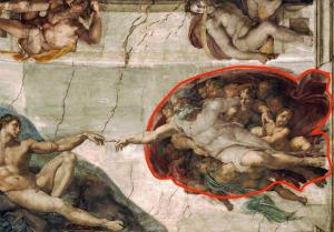Bức tranh "Creation of Adam" trên trần nhà nguyện Sistine